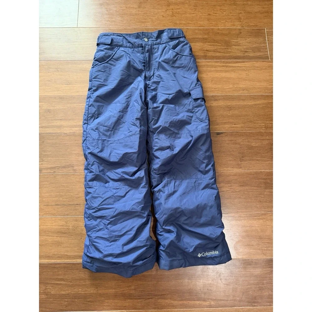 Columbia Boys Snow Pants Navy Blue Sz 7-8 Snowboard Adjustable Bugaboo